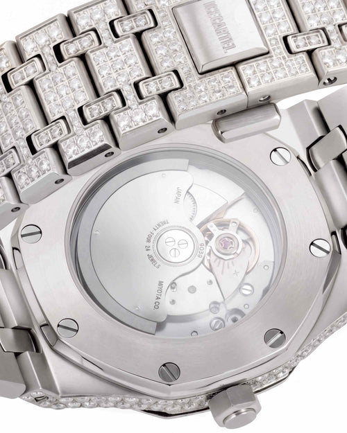 moissanite presidential watch black face 14k gold white back
