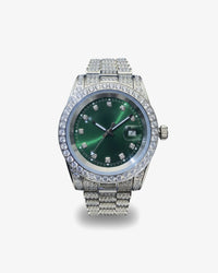moissanite presidential watch green face 14k gold icecartel px