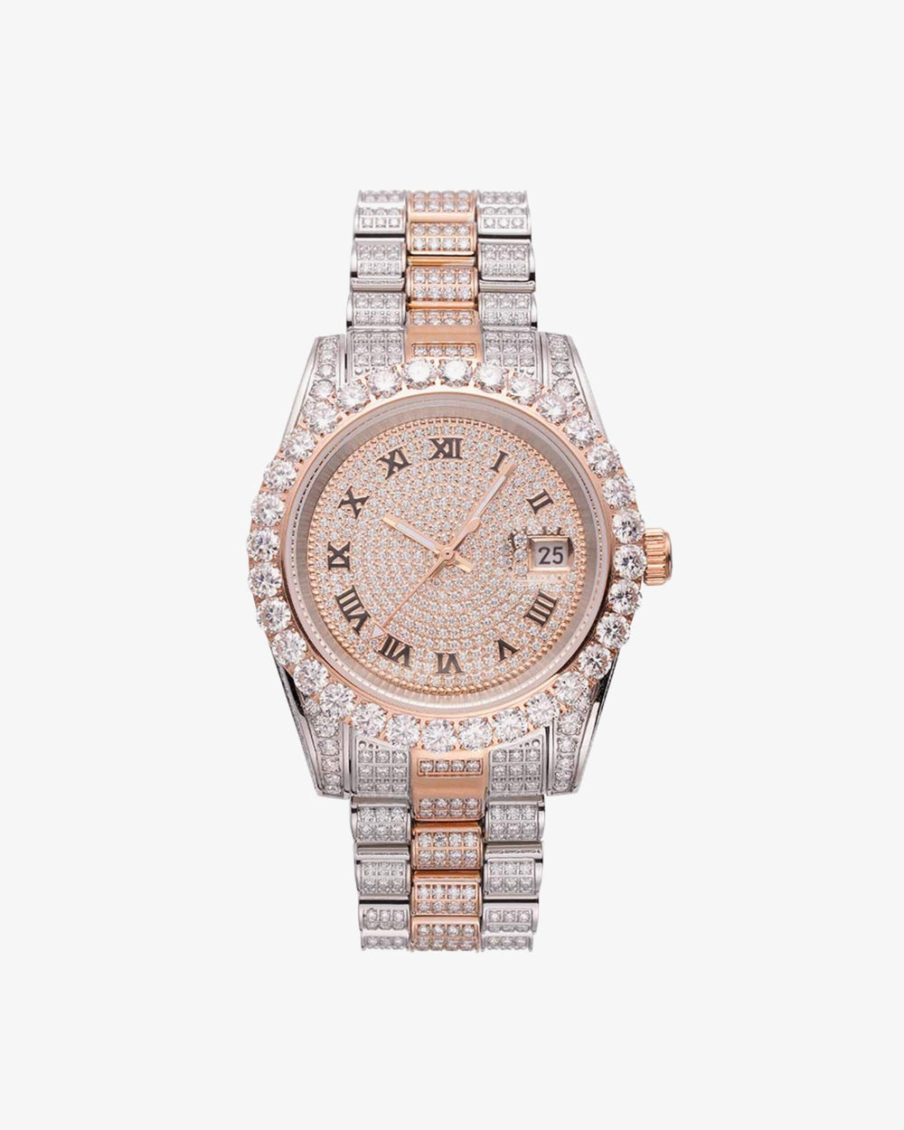 moissanite presidential watch rose gold px