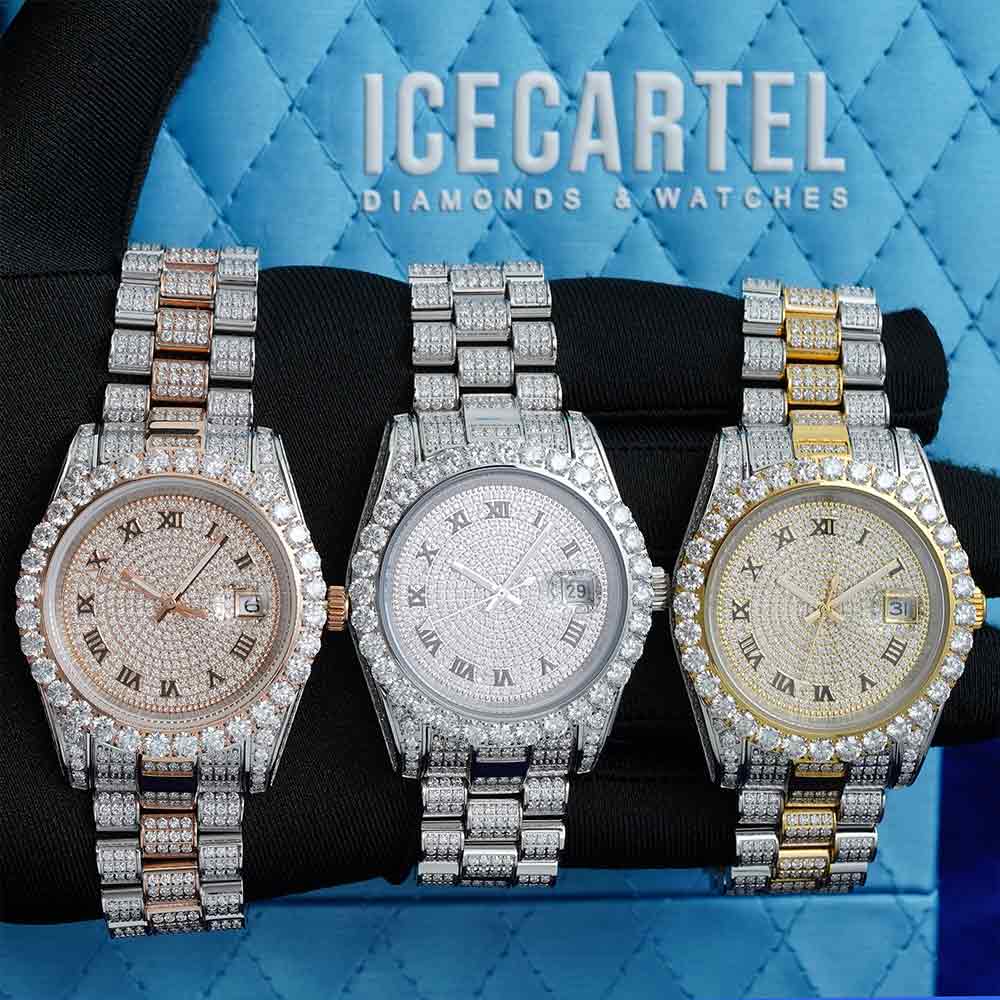 41MM Moissanite Presidential Watch | Roman Dial - Two Tone