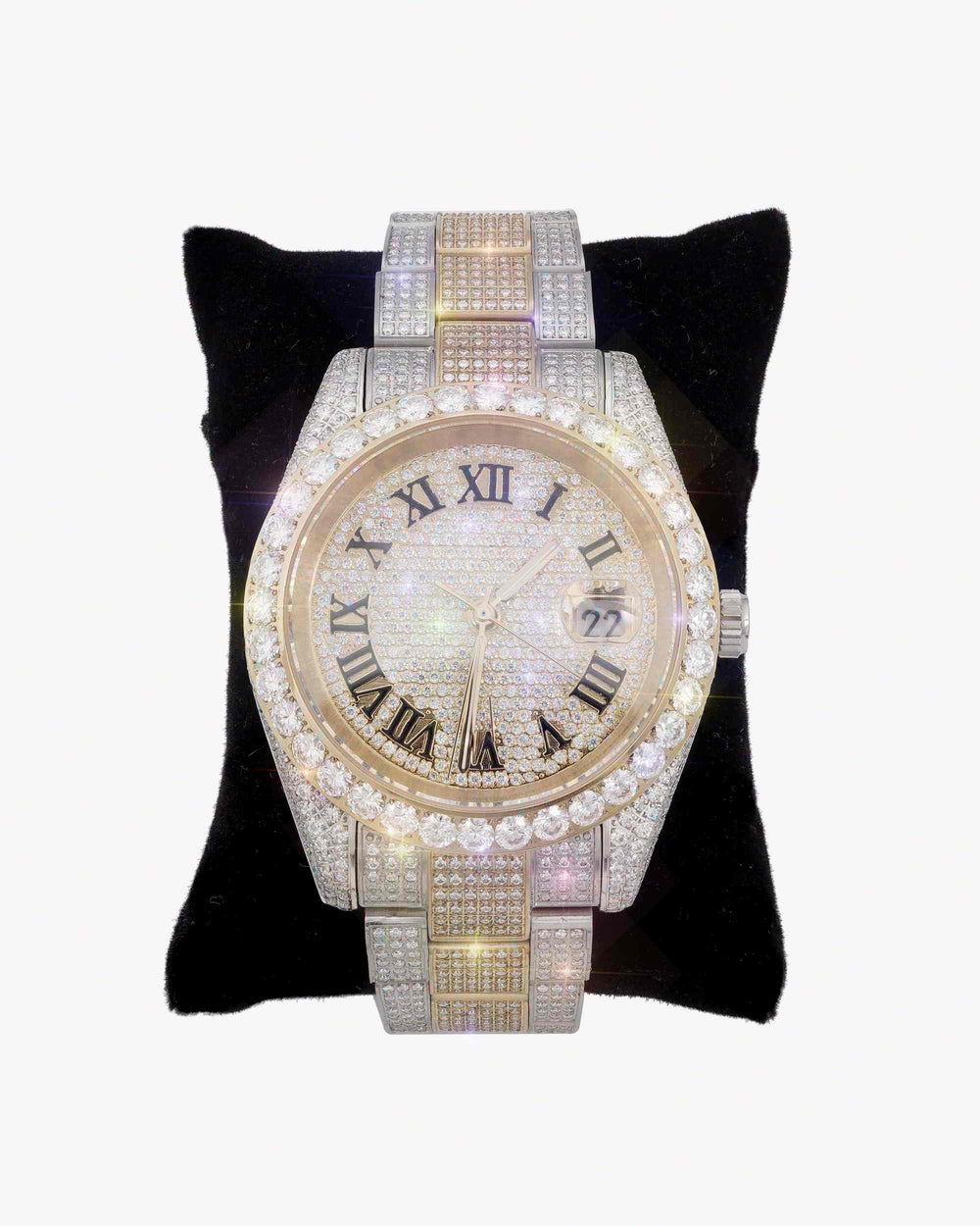 moissanite presidential watch two tone roman dial px display