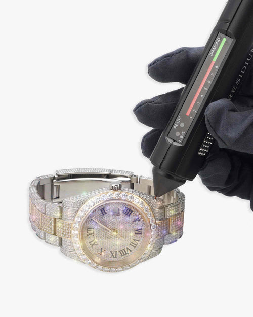 moissanite presidential watch two tone roman dial px test