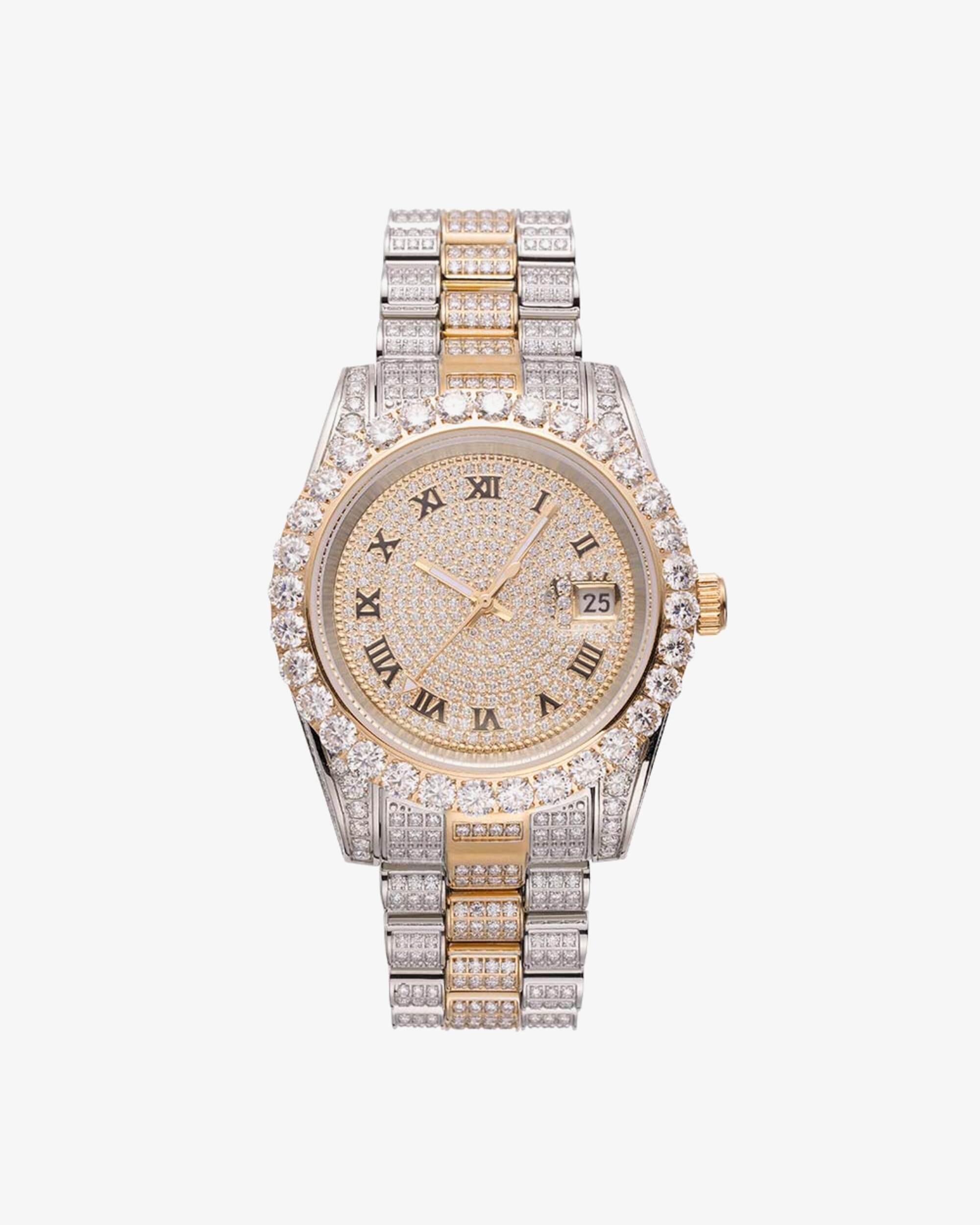 41MM Moissanite Presidential Watch | Roman Dial - Two Tone