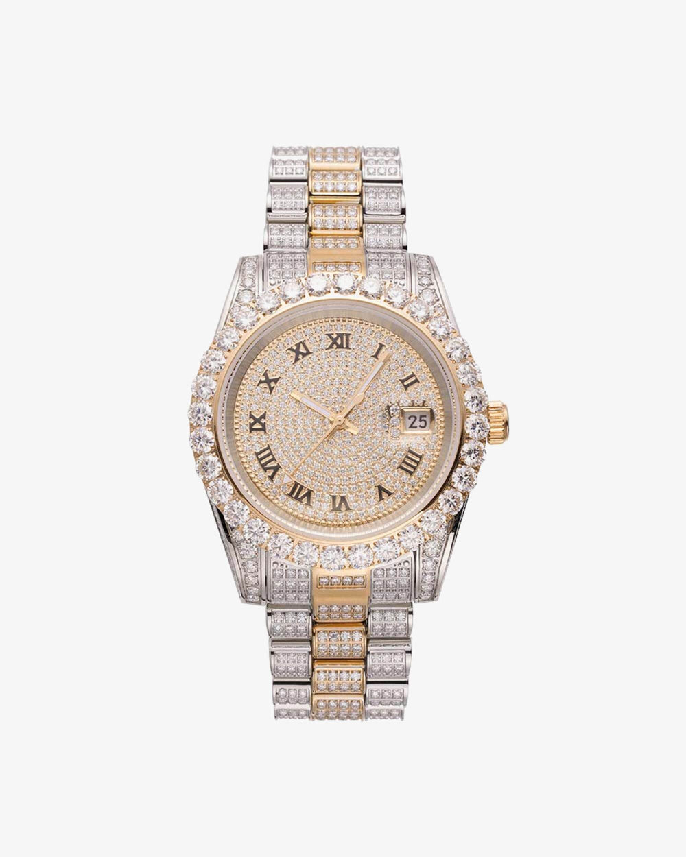 moissanite presidential watch two tone roman dial px