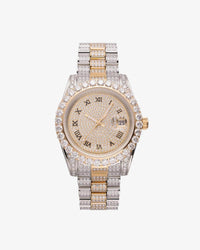 moissanite presidential watch two tone roman dial px