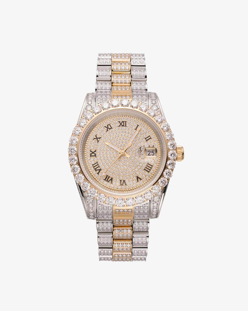 moissanite presidential watch two tone roman dial px