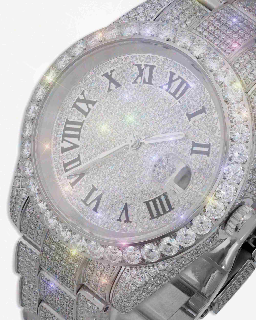 moissanite presidential watch white gold px close