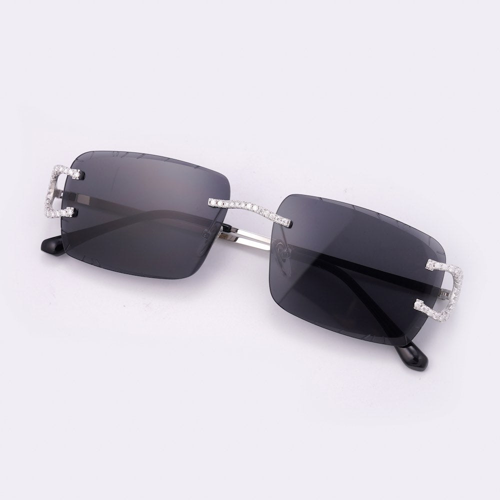 Moissanite prong sunglasses 14k gold black