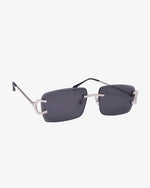 Moissanite Prong Sunglasses 14K Gold - Black