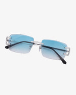 Moissanite Prong Sunglasses 14K Gold - Light Blue