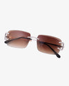 Moissanite Prong Sunglasses 14K Gold - Brown