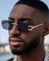 Moissanite Prong Sunglasses 14K Gold - Black