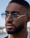Moissanite Prong Sunglasses 14K Gold - Light Blue
