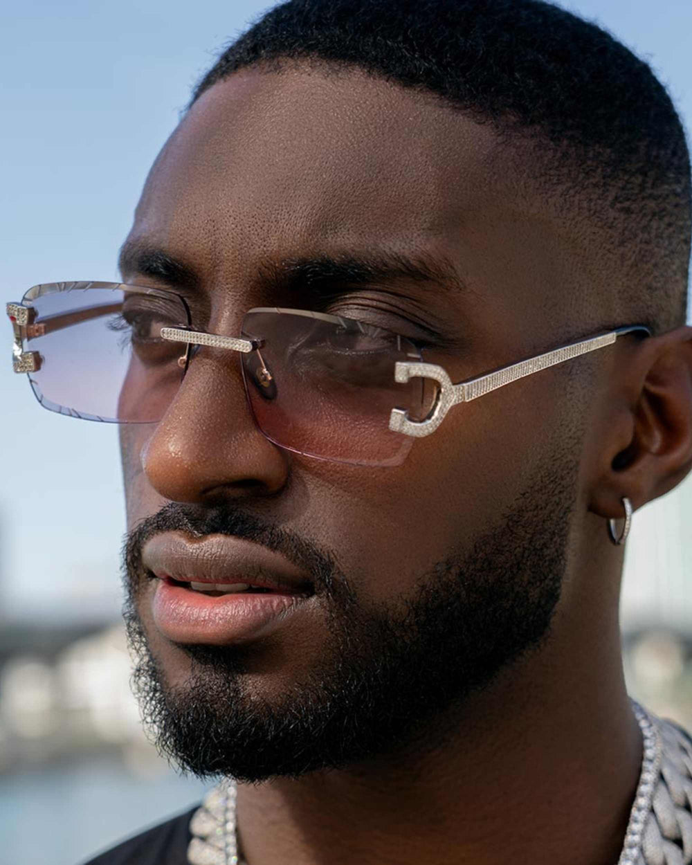 moissanite prong sunglasses 14k gold icecartel model miami