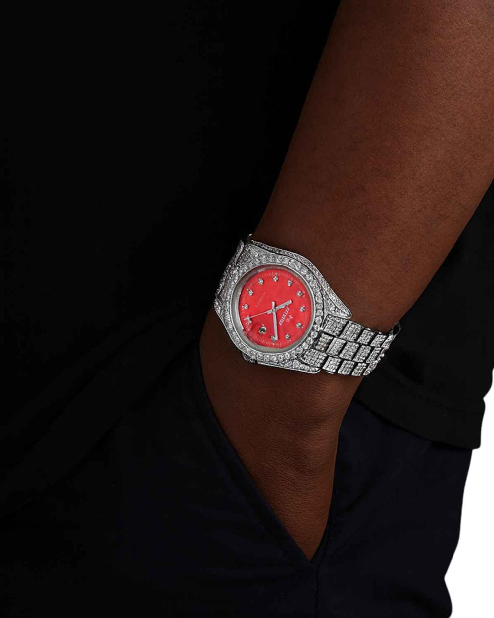 moissanite red face presidential watch white gold model icecartel px