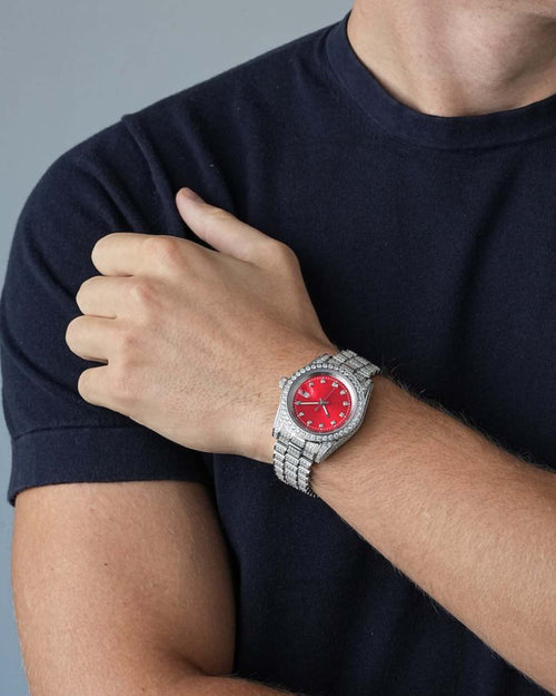 moissanite red face presidential watch white gold model px