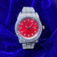 moissanite red face presidential watch white gold
