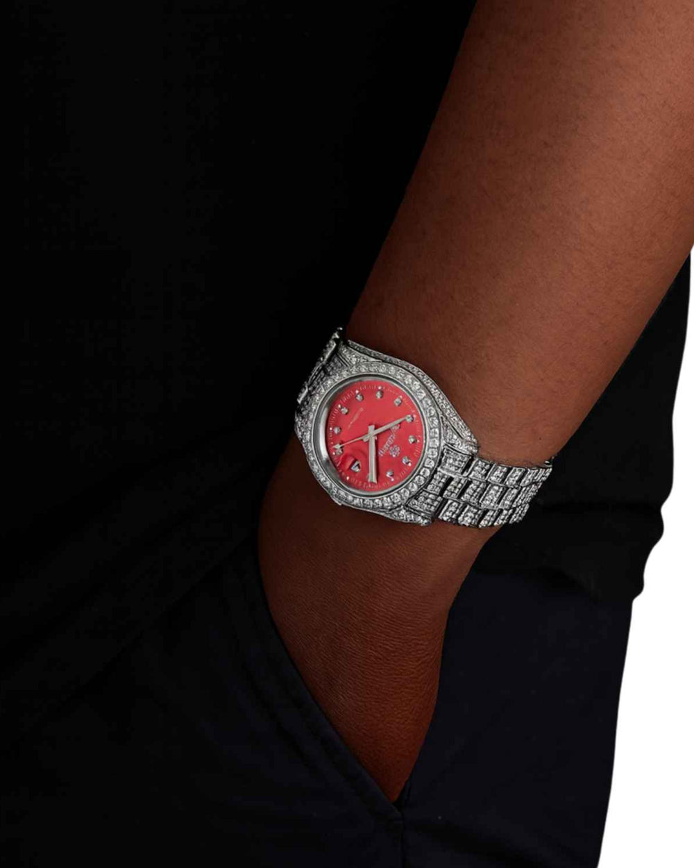 moissanite red face presidential watch yellow gold model icecartel px