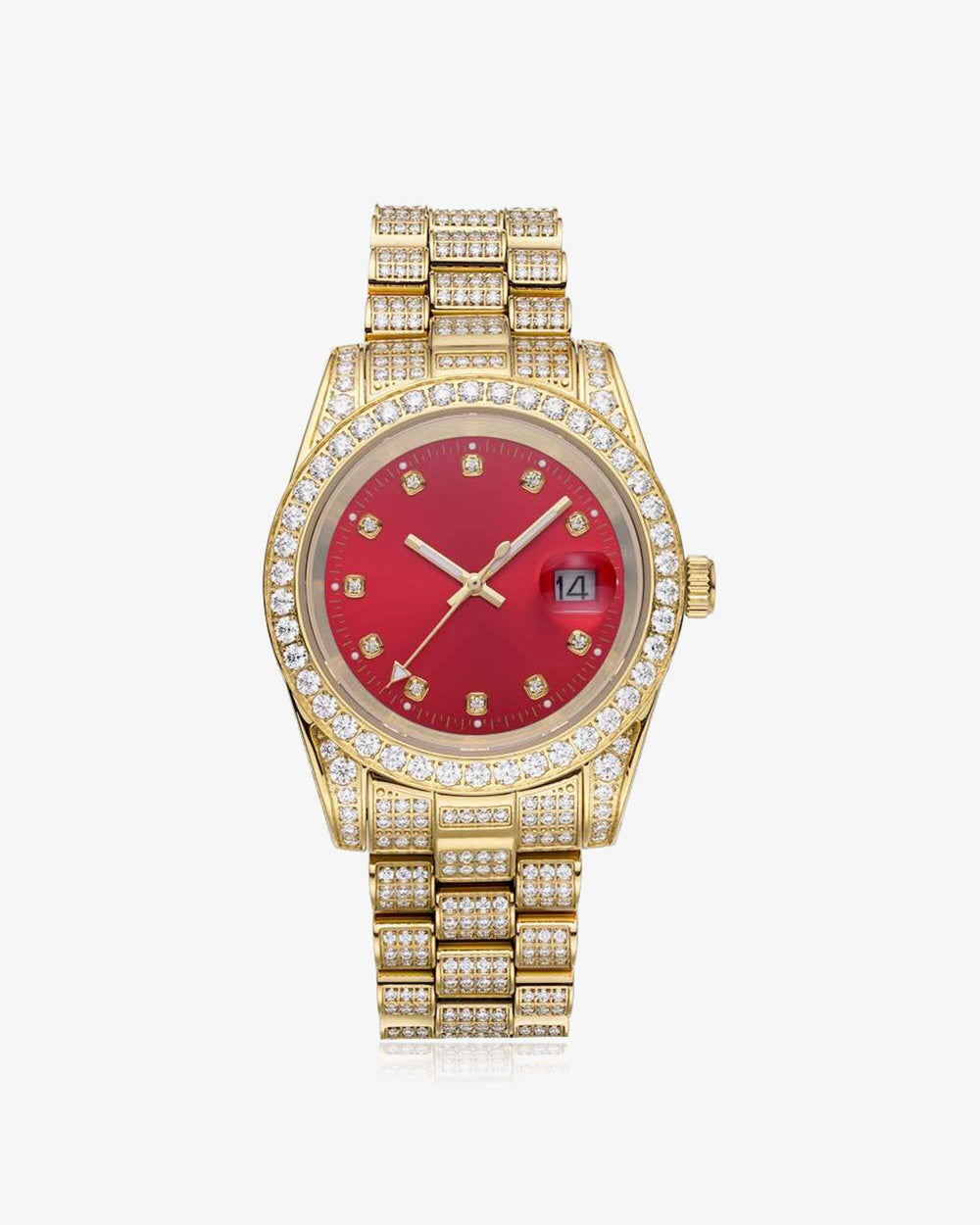 moissanite red face presidential watch yellow gold white background px