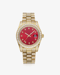 moissanite red face presidential watch yellow gold white background px