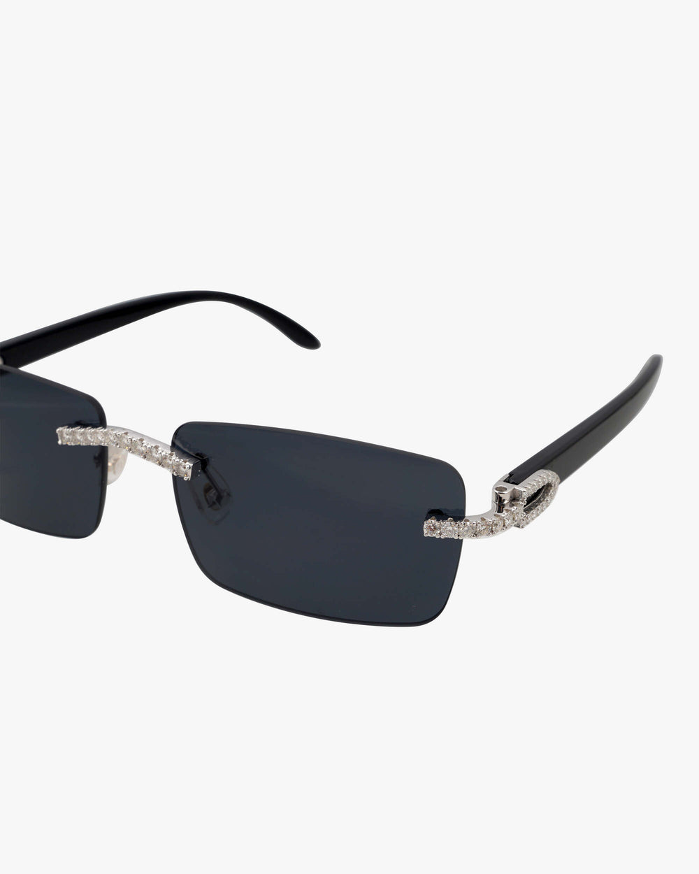 moissanite rimless rectangular sunglasses 14k gold new black side
