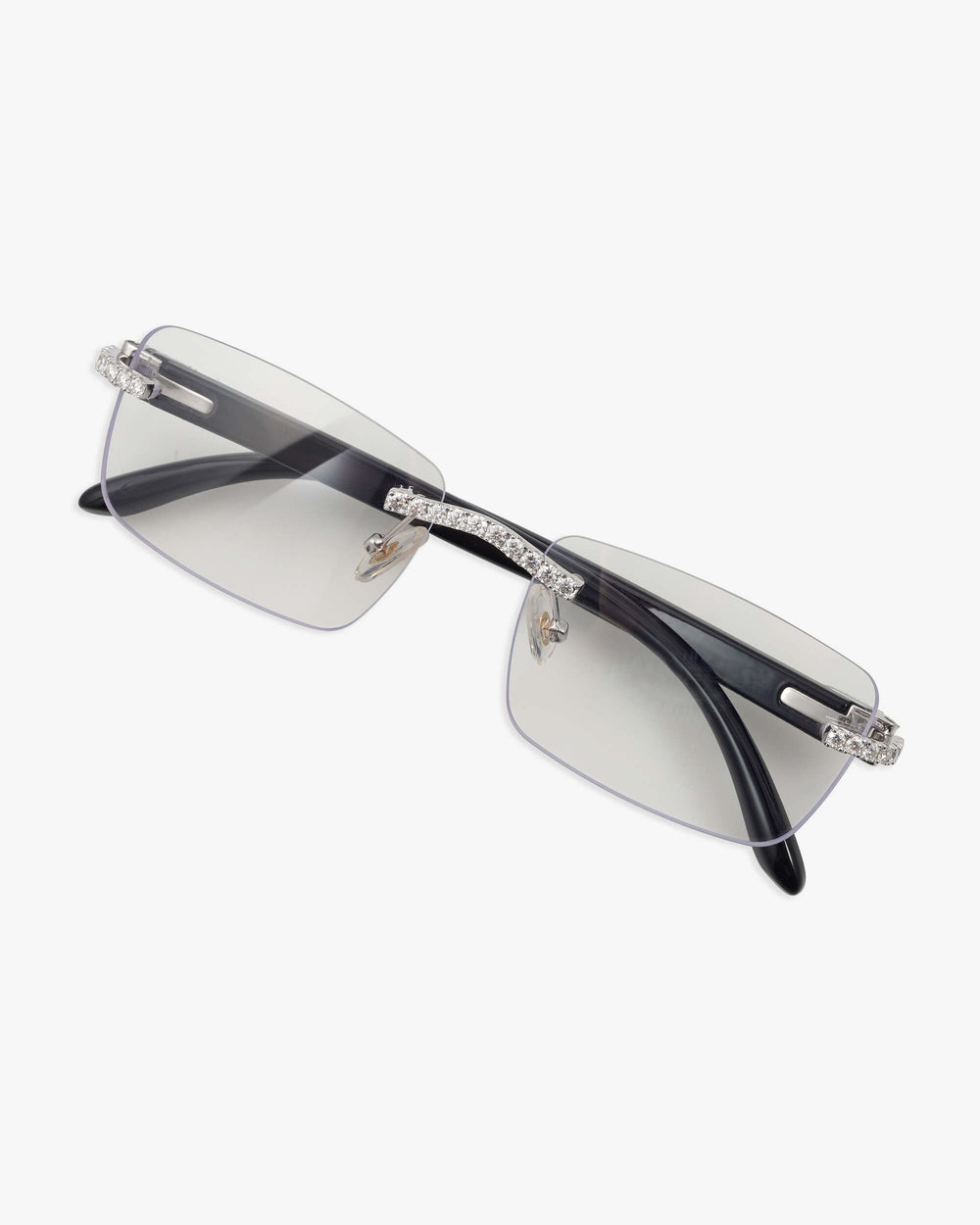 moissanite rimless rectangular sunglasses 14k gold new clear main
