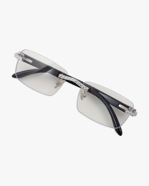 moissanite rimless rectangular sunglasses 14k gold new clear main