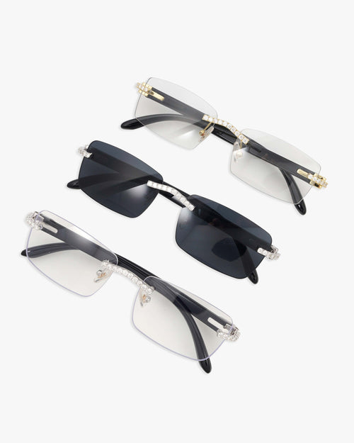 moissanite rimless rectangular sunglasses 14k gold new variants