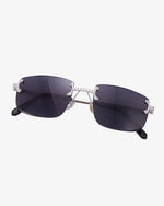 Moissanite Rimless Square Sunglasses 14K Gold - Black