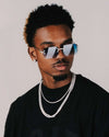 Moissanite Rimless Square Sunglasses 14K Gold - Blue