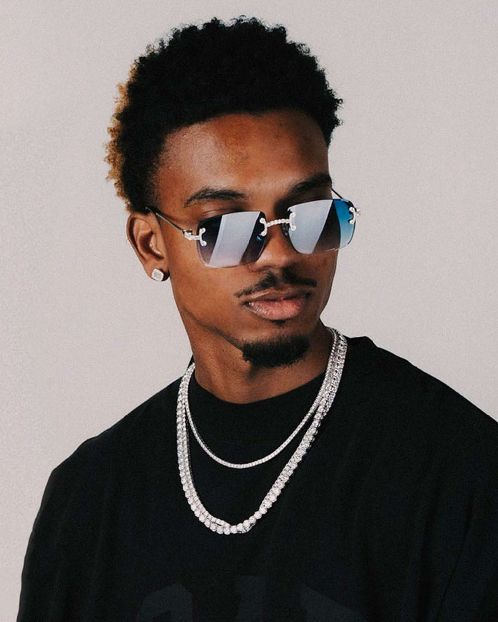 moissanite rimless square sunglasses 14k gold icecartel model