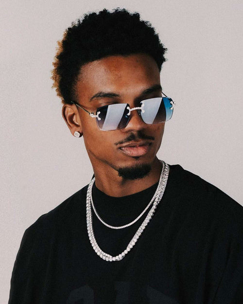 moissanite rimless square sunglasses 14k gold icecartel model