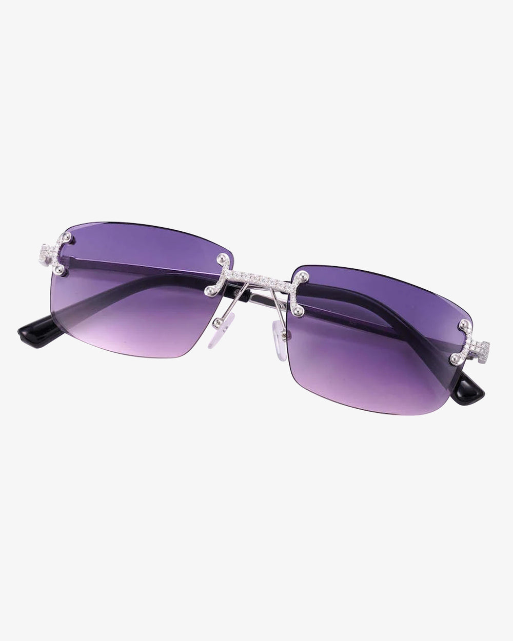 moissanite rimless square sunglasses 14k gold icecartel purple