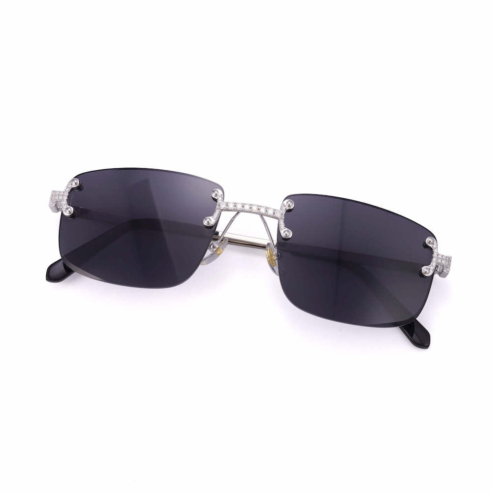 Moissanite Rimless Square Sunglasses black