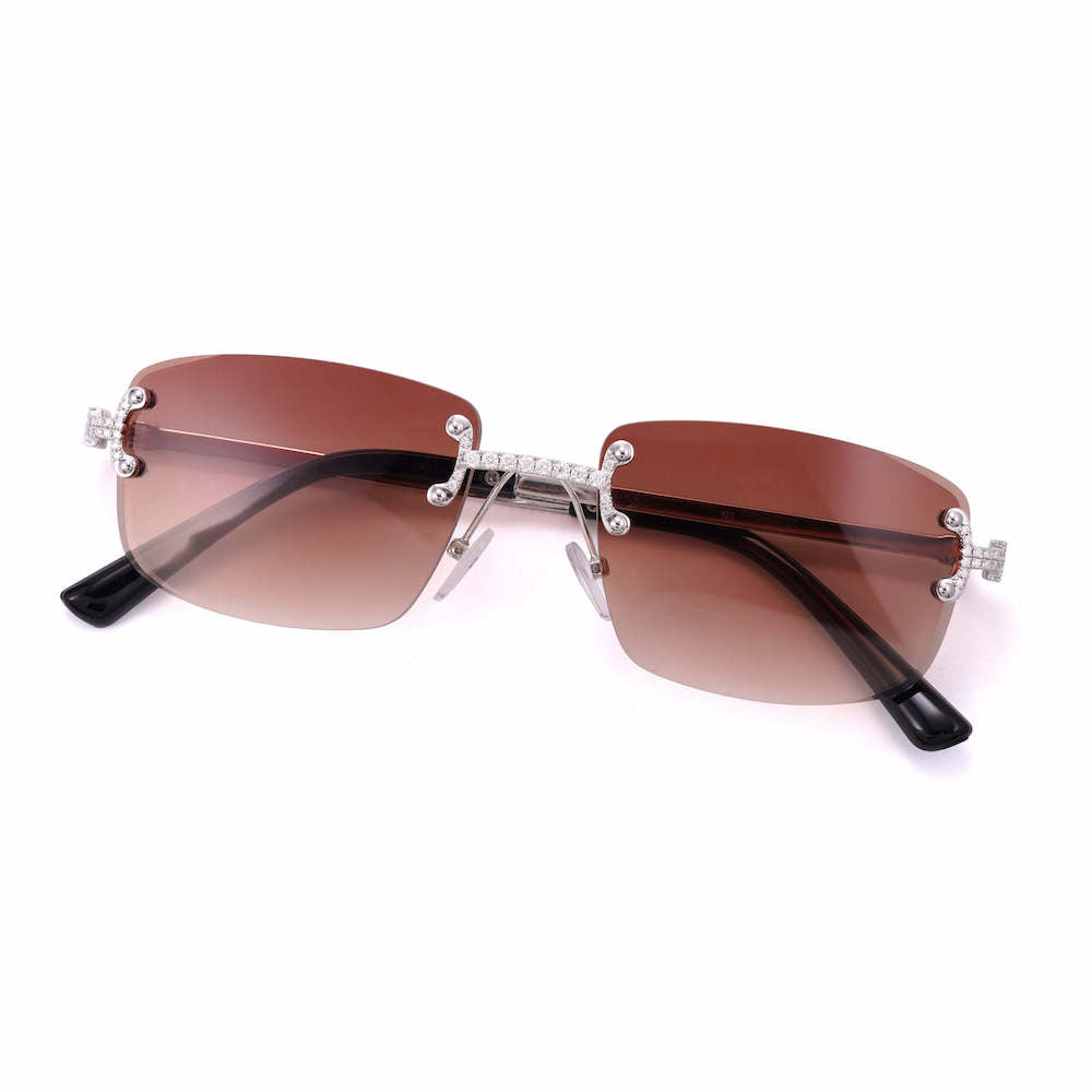 Moissanite Rimless Square Sunglasses brown