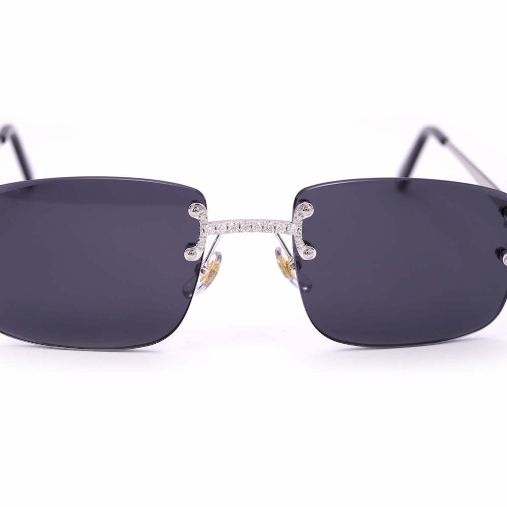 Moissanite Rimless Square Sunglasses Front