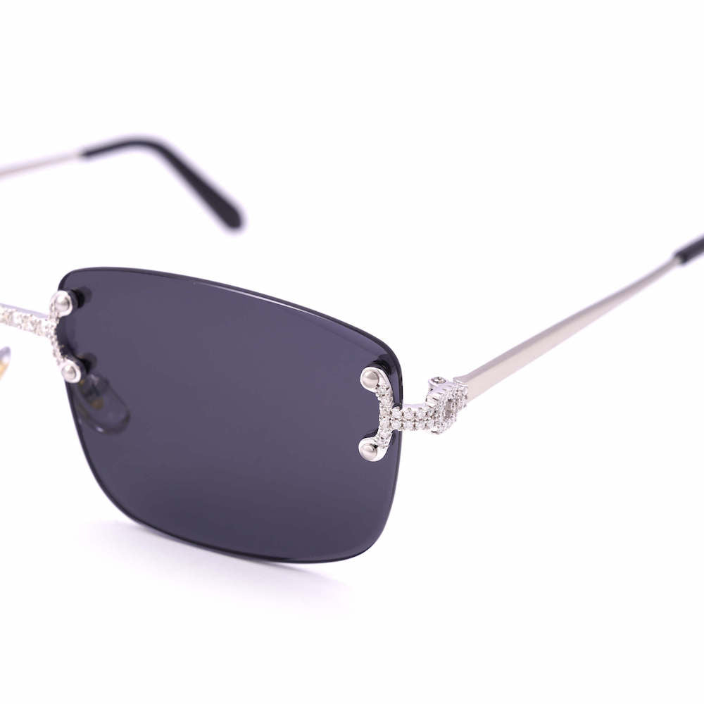 Moissanite Rimless Square Sunglasses Side