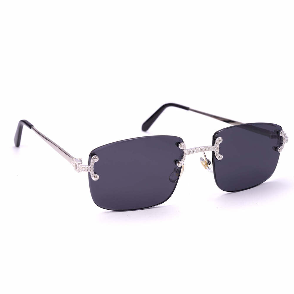 Moissanite Rimless Square Sunglasses Black