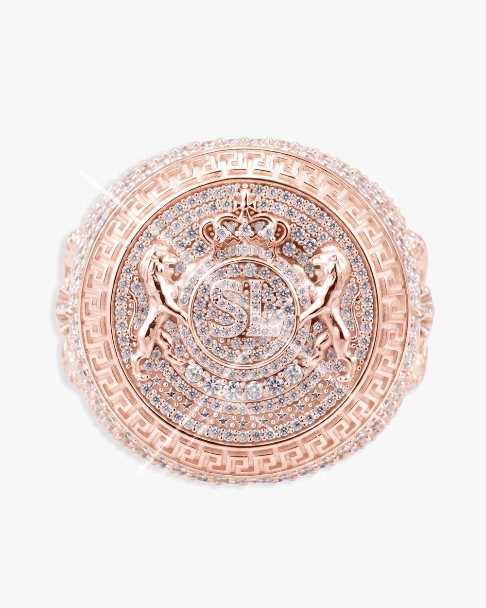 Moissanite Royal Crest Ring 14K Gold - Rose Gold