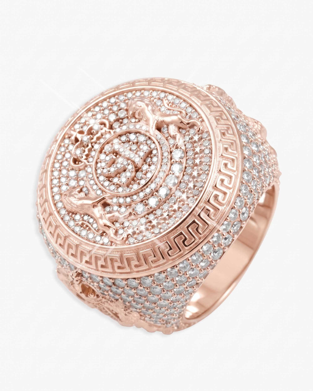 Moissanite Royal Crest Ring 14K Gold - Rose Gold