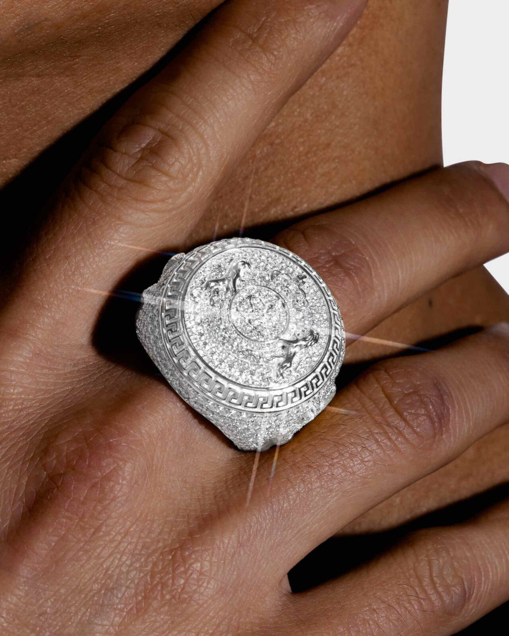 Moissanite Royal Crest Ring 14K Gold - White Gold