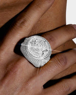 Moissanite Royal Crest Ring 14K Gold - White Gold