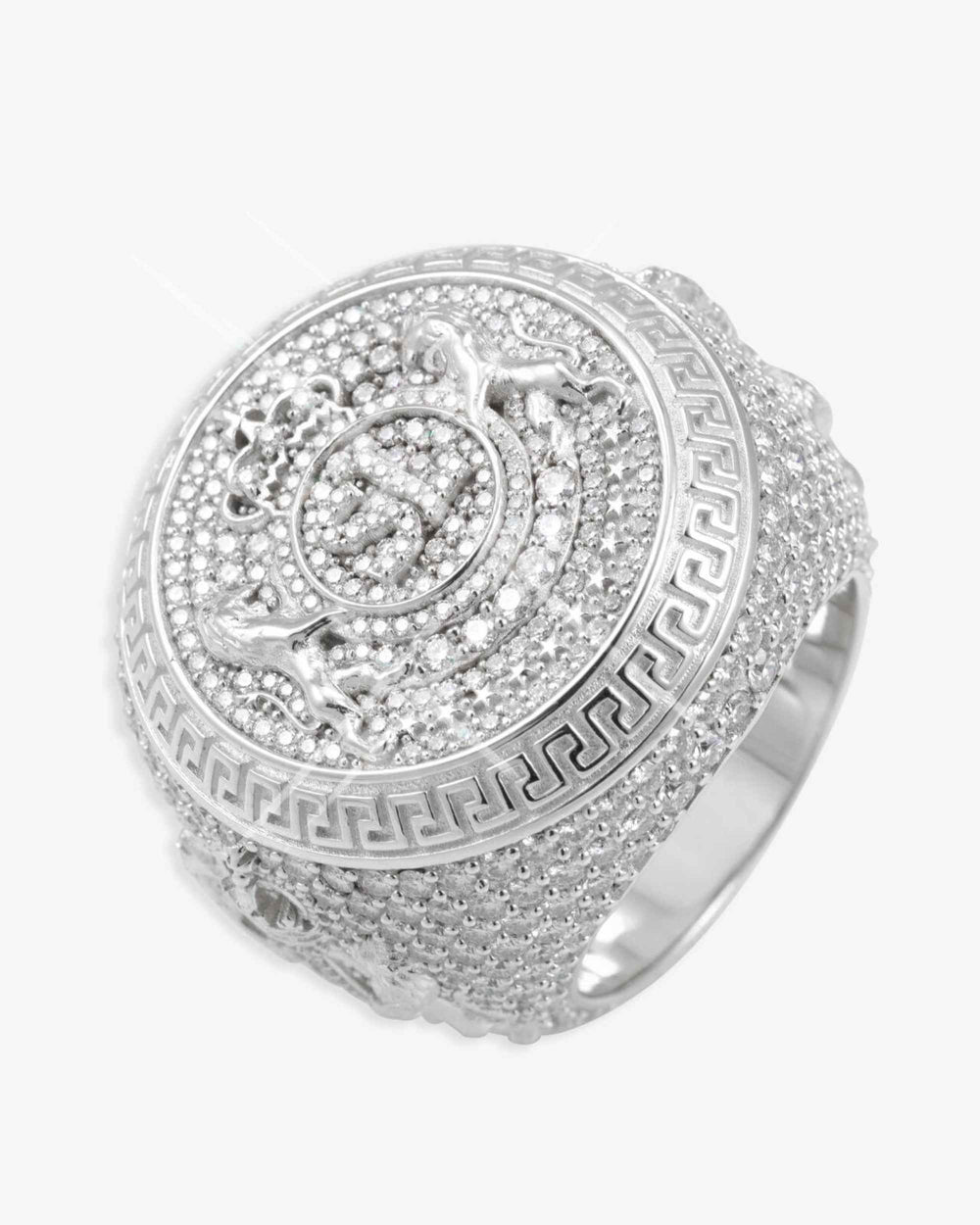 Moissanite Royal Crest Ring 14K Gold - White Gold