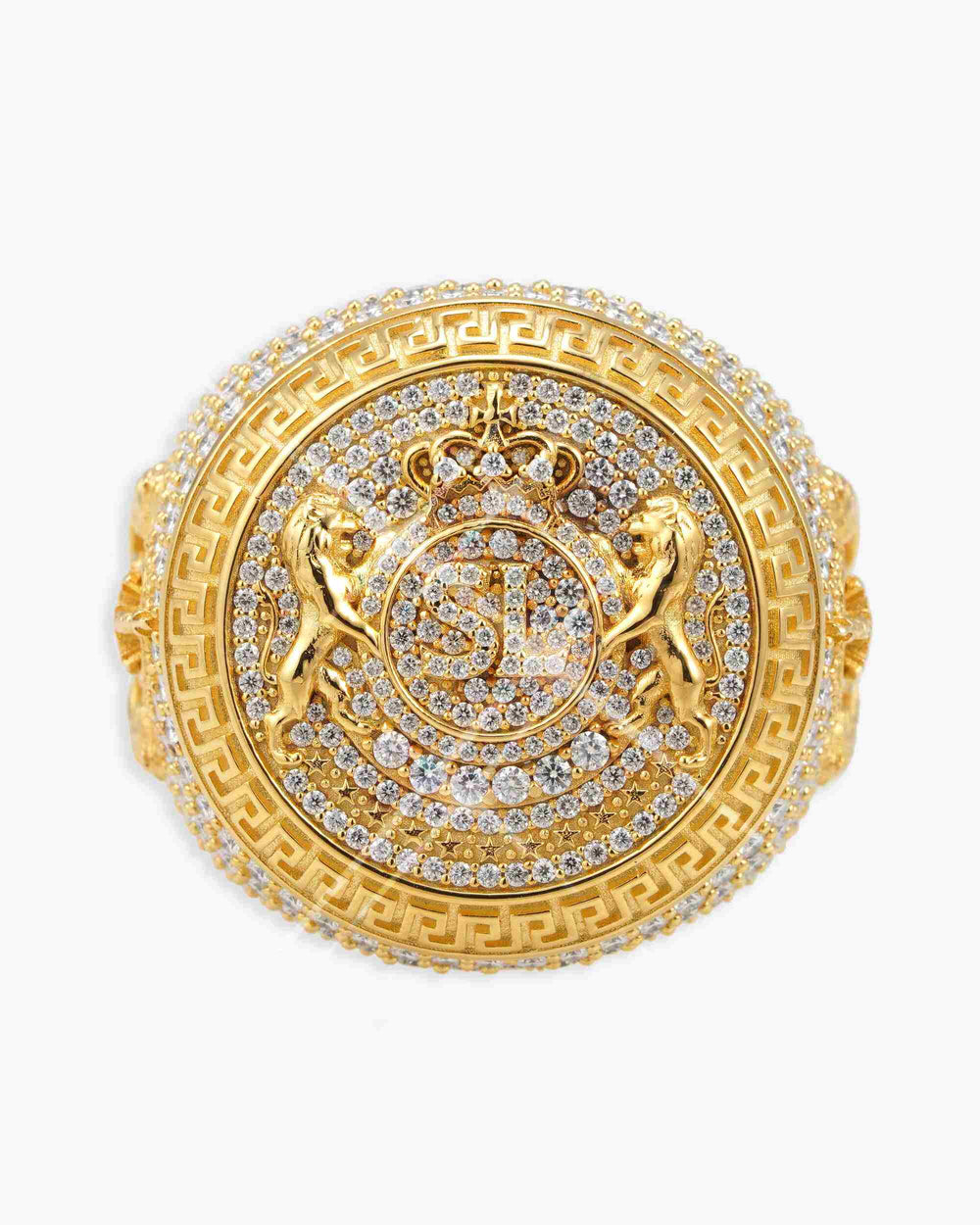 Moissanite Royal Crest Ring 14K Gold - Yellow Gold