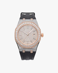 moissanite silicone band watch rose gold 14k white background px