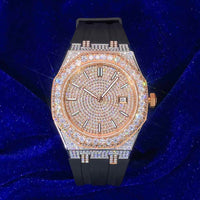moissanite silicone band watch rose gold 14k
