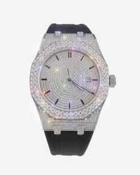 moissanite silicone band watch white gold 14k white background px main