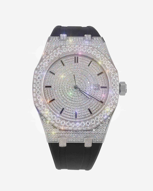 moissanite silicone band watch white gold 14k white background px main