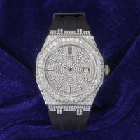 moissanite silicone band watch white gold 14k