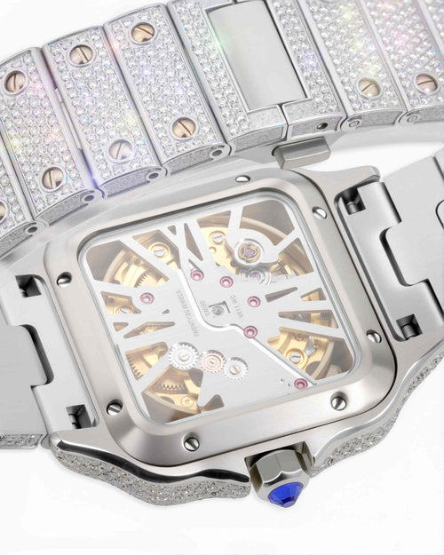 moissanite skeleton watch 14k gold yellow px bot
